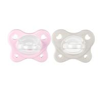 Chicco Chupete Dual Soft, Recién Nacido 2-6 Meses, Bicolor, Set de Chupetes de Silicona con Doble Suavidad, Pezón suave, Apoyan la Respiración y Fomentan el Correcto Desarrollo de la Boca, 2 Pz, Niña