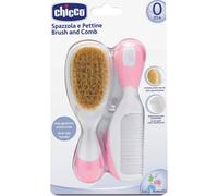 Chicco Pack Cepillo y Peine de Pelo Natural Rosa 0m+