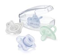 Chicco Pack Crecimiento Bebé 0-6 Meses Niño, Set de 4 Chupetes, 2 Para 0-2 Meses y 2 Para 2-6 Meses, Chupete Suave y Delicado, Apoya Respiración Fisiológica, Promueve el Desarrollo Correcto de la Boca