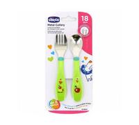 Chicco Pack Cubiertos Inox +18m Verde