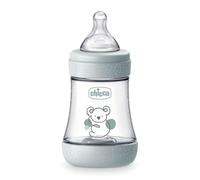 Chicco PERFECT 5 Biberón anticólicos de 150 ml, biberón de flujo lento para 0 meses + con tetina de silicona suave, biberón similar al pecho materno, biberón anticólicos para lactancia mixta, gris