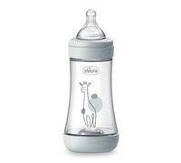 Chicco PERFECT 5 Biberón anticólicos de 240 ml, biberón de flujo medio para 2 meses + con tetina de silicona suave, biberón similar al pecho materno, biberón anticólicos para lactancia mixta, gris