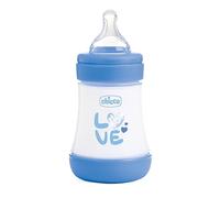 Chicco Perfect 5 Biberones Anticólicos con Tetina de Silicona de Flujo Lento para 0+ Meses, Biofuncional con Sistema Intuiflow, Color Azul, 150 ml