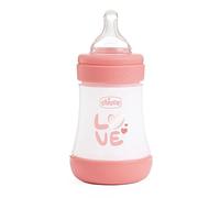 Chicco Perfect 5 Biberones Anticólicos con Tetina de Silicona de Flujo Lento para 0+ Meses, Biofuncional con Sistema Intuiflow, Color Rosa, 150 ml