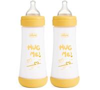Chicco Perfect 5 Biberones Anticólicos con Tetina de Silicona de Flujo Rápido para Bebés 4 Meses, Biofuncional con Sistema Intuiflow, Color Amarillo, 300 ml (Paquete de 2)