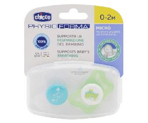 Chicco Physio Forma Chupete de Silicona Fisiológico Micro Pack de 2 Dragón Corona (0-2 meses)