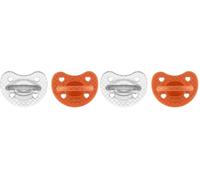 Chicco Physio Luxe Chupete para Bebés 16-36 Meses, Chupete recién nacido, 100% Silicona Suave y flexible, Pezón Suave, Apoya Respiración Fisiológica y Desarrollo Boca, Naranja y Transparente, 2 Ud