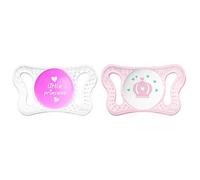 Chicco Physio Micrò - Pack de dos chupetes de silicona recién nacido 0-2 meses, modelos aleatorios, color rosa