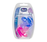 Chicco Physio Soft Chupetes para Bebés de 16 a 36 Meses, 2 Unidades - De Silicona Suave y Delicada que Imita el Pecho Materno, con Orificios de Ventilación y Tetina Physioforma - Rosa y Morado