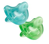 Chicco Physio Soft Chupetes para Bebés de 16 a 36 Meses, 2 Unidades - De Silicona Suave y Delicada que Imita el Pecho Materno, con Orificios de Ventilación y Tetina Physioforma - Azul y Verde
