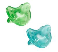 Chicco Physio Soft Chupetes para Bebés de 16 a 36 Meses, 2 Unidades - De Silicona Suave y Delicada que Imita el Pecho Materno, con Orificios de Ventilación y Tetina Physioforma - Azul y Verde