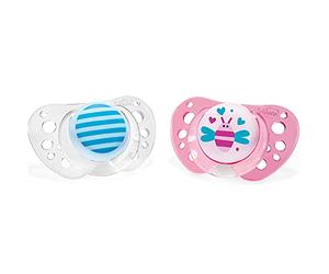 Chicco PhysioForma Air, Chupete de Recién Nacido 16-36 Meses, Tetina de Látex, 2 Piezas, Ayuda a la Respiración Fisiológica y Favorece el Desarrollo Adecuado de la Boca del Bebé, Rosa