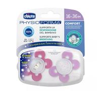 Chicco Chupete PhysioForma Comfort, Chupete 16-36 Meses, Pezón Suave de Silicona, Ayuda a la Respiración Fisiológica, Favorece el Desarrollo Correcto de la Boca, Colores Surtidos, Rosa Claro,2 Pz