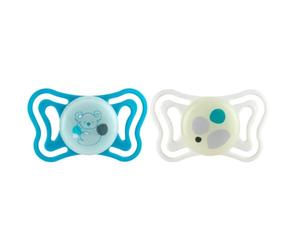 Chicco PhysioForma Light, Chupete 16-36 M, Chupetes Recién Nacido con Pezón Suave de Silicona, Ayuda a la Respiración Fisiológica y Favorece Desarrollo Correcto de la Boca, Brilla en la Noche, 2 pz