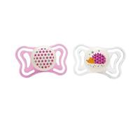 Chicco PhysioForma Light, Chupete 6-16 Meses, 2 Piezas, Chupetes con Tetina de Silicona, Ayuda a la Respiración Fisiológica y Favorece el Desarrollo Correcto de la Boca, Colores Surtidos, Rosa