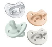 Chicco PhysioForma Luxe - Chupete de silicona para bebés de 0 a 6 meses, diseño de letrero con textura, sin BPA ni látex, reutilizable, multicolor, 4 unidades