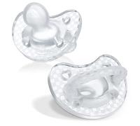 Chicco PhysioForma Luxe - Juego de 2 tetinas de silicona para bebés de 16 a 24 meses - Collares texturizados de moda sin BPA ni látex, caja de esterilización reutilizable, cristal