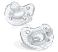 Chicco PhysioForma Luxe - Juego de 2 tetinas de silicona para bebés de 6 a 16 meses - Collares texturizados, sin BPA ni látex, funda esterilizada reutilizable, cristal