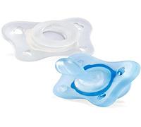 Chicco PhysioForma - Mini goma de silicona de 2 a 6 meses, 2 unidades, soporta la respiración fisiológica y favorecen el correcto desarrollo de la bocha, se ilumina en la oscuridad, neutro