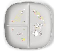Chicco Plato de Comida para Bebés y Niños, Plato de Comida con 3 Compartimentos para Descubrir Nuevos Sabores, Lavable en el Lavavajillas, Apto para Microondas, Sin BPA, 12+ Meses, Gris