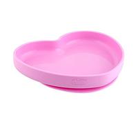 Chicco Plato con forma de corazón con ventosa para niños, plato para comida de silicona, suave y resistente, lavable en lavavajillas, apto para microondas, a partir de 12 meses, color rosa