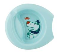 Chicco Plato de Comida Papilla Fácil, plato para niños pequeños con base antideslizante, diseño ergonómico, plato de destete, 6M+, bebé, Azul celeste