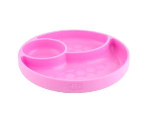 Chicco - Plato con ventosa para bebé, de silicona, flexible, resistente, apto para lavavajillas y microondas, 12 meses, color rosa