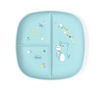 Chicco Plato de Comida para Bebés y Niños, Plato de Comida con 3 Compartimentos para Descubrir Nuevos Sabores, Lavable en el Lavavajillas, Apto para Microondas, Sin BPA, 12+ Meses, Azul