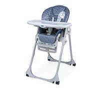 Chicco Polly Easy Trona para niños de 6 meses a 3 años (15 kg), silla alta reclinable con altura y reposapiés ajustables, 4 ruedas, plegable, Azul