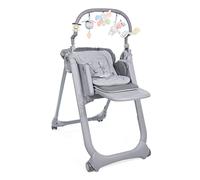 Chicco Polly Magic Relax Trona Evolutiva para Bebés y Hamaca Apta de 0 Meses a 3 Años (15 kg), Trona Compacta Totalmente Reclinable y Ajustable con 4 Ruedas, Barra de Juegos y Cojín Reductor - Gris