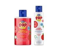 Chicco POP Gel de Ducha Strawberry Candy Aroma Fresa, Fórmula Vegana, 300 ml y Champú y Acondicionador Strawberry Candy, Aroma Fresa, Shampoo Suave para Bebés, Sin Lágrimas, Fórmula Vegana, 250 ml