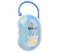 Chicco Portachupetes doble, para bebé, versátil e higiénico, fácil de enganchar, forma ergonómica, esterilizable, azul, 0 meses +