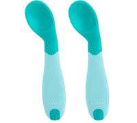 Chicco Primera Cuchara, Cucharilla para recién nacido, pequeña y ligera, con forma angulada y mango ergonómico para aprender a comer de forma autónoma, para niños de 8 meses +, Azul Claro