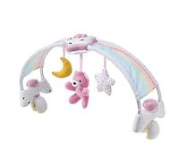 Chicco Rainbow Sky, Arco de Desarrollo 2 en 1 Compatible con la Cuna Next2Me, Panel de Cuna con Arco Iris y Luz Nocturna con Música Relajante y Colgantes, Juguetes Bebés de 0+ Meses, Rosa