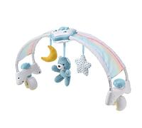 Chicco Rainbow Sky, Arco de Desarrollo 2 en 1 Compatible con la Cuna Next2Me, Panel de Cuna con Arco Iris y Luz Nocturna con Música Relajante y Colgantes, Juguetes Bebés de 0+ Meses, Azul