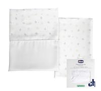 Chicco Sábanas de Fibra de Bambú, 1 pieza Superior, 1 pieza con Esquinas, 1 Funda de almohada, Compatible con Colchones 58x110 cm, Compatible con cuna Next2Me Forever, Fantasía con hojas