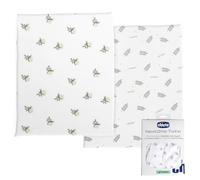 Chicco Sábanas de Fibra de Bambú, Compatibles con Cunas Next2Me Twins, 2 Piezas Sábanas con Esquinas, Fantasía con hojas y caracoles