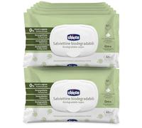 Chicco Salviette Neonato Detergenti Multiuso Biodegradabili, Senza Alcool, Adatte per Pelli Sensibili, con Fibre Naturali, 1 Confezioni da 60 Salviettine.