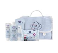 CHICCO SENSACIÓN NATURAL - Bolsa de cultivo azul contiene 1 champú y baño corporal, sin razas 200 ml, 1 loción corporal de 150 ml, 1 crema de envoltura 4 en 1 100 ml, 1 paño de limpieza 16 STK.