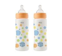 Chicco Set 2 Biberones Anticolicos Perfect Easy Fast Flow 330 ml, Biberón Bebé Chicco, Biberones Anticólicos con Válvula Anticólico, Pack Ahorro Bebe Niño 4 Meses+
