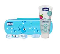 Chicco Set Azul Cepillo Y Pasta Con Flúor 6M+, Azul, 3 Unidad (Paquete de 1)