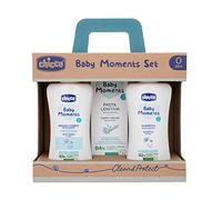 Chicco Set Baby Moments con Baño Corporal de 200 ml, Champú Sin Lágrimas de 200 ml, Pasta Calmante de 100 ml, Idea de Regalo, 0 Meses +