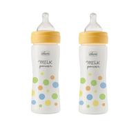 Chicco Set de 2 Biberones Perfect Easy Flujo Medio, Biberón Anticólico, Reduce la Regurgitación y la Irritabilidad, Biberón de Plástico de 250 ml, Set de Regalo, Pack Ahorro, 2 Meses+, Bebé Niño