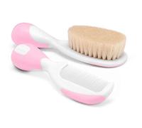 Chicco Set Cepillo Y Peine De Pelo Natural, Color Rosa