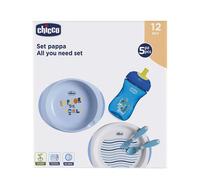 CHICCO Set de Comida Azul 12 Meses+ // Precio, Comprar n/a 2 Platos + Cubiertos + Vaso Perfect 360