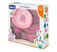 CHICCO Set de Comida Rosa 12 Meses+ // Precio, Comprar n/a 2 Platos Termo + 1 Vaso Evolutivo Perfect 360º + Cuchara + Tenedor