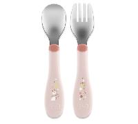 Chicco Set Cubiertos de Acero Inoxidable 18m+ Rosa
