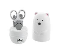 Chicco Set de Manicura Uñas Bebe 4 En 1, Divertido Estuche de Viaje Con Varios Accesorios: Tijeras, Cora Uñas, Lima y Pinzas, Practico Kit Para El Cuidado de Manos, Diseño Oso Polar