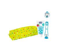 Chicco set dental azul tiger 36m+ - cepillo, pasta 50 ml, vaso y estuche - Chicco