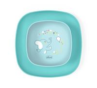 Chicco Set Platos Niños, Set Papilla Destete con 1 Plato Plano y 1 Cuenco, 2 Piezas, Set platos apilables, ahorra espacio, 12+ Meses, Azul